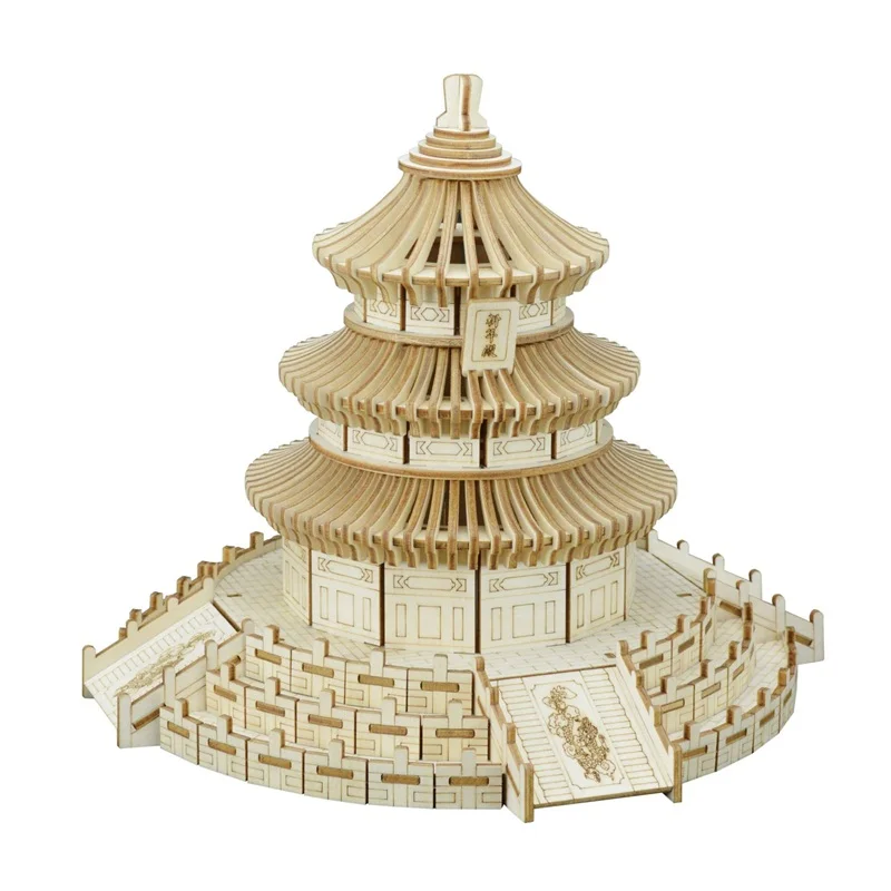 Набор для сборки по дереву, пазлы, обучающие игры, DIY, храм, 3D, деревянные пазлы для детей, взрослых, подарки на Рождество, день рождения - Цвет: XF-G004
