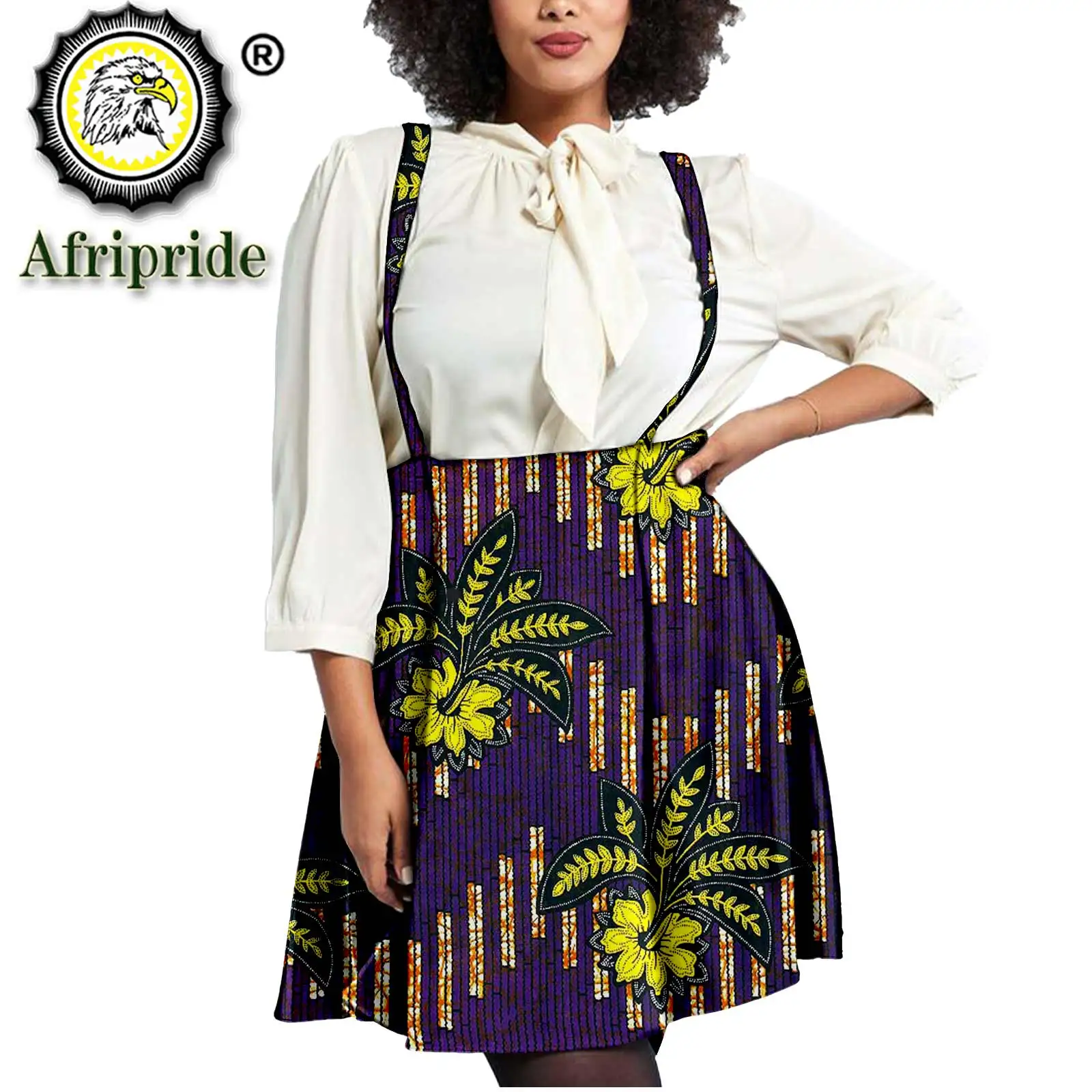 African Clothes for Women Elegant Braces Skirt Wax Cotton Summer Women Print Pleated Skirts Plus Size Casual High Waist S2127003 2023 new african women s plus size fake two dresses temperament commuter pleated skirt 509