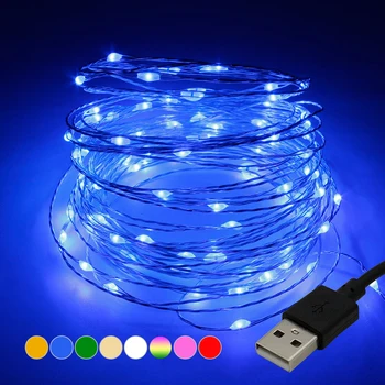

1Pcs 10M 5M 50LEDs USB LED String Lights Waterproof Silver Copper Wire Garland Fairy Lighting Party Wedding Decoration