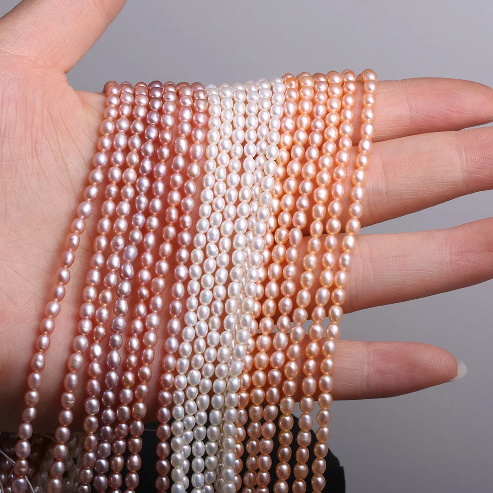 

Rice Shape Pearl Natural Freshwater Pearl Beads Loose Bead for Necklace Bracelet Accessories Jewelry Making DIY Size 3.5-3.8mm