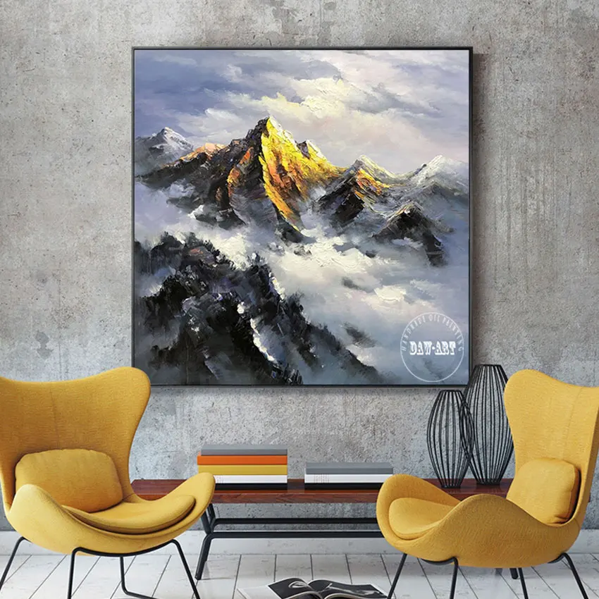 

Free Shipping Picture Mountaintop Landscape Handpainted Oil Painting On Canvas Living Room Artwork Home Decoration Unframed