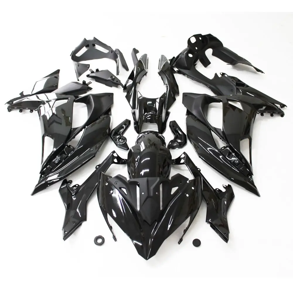ZXMT мотоциклетные панели обтекателя кузова полный набор подходит для Kawasaki Ninja 650F 650 17 Неокрашенный Белый глянец Черный - Цвет: Gloss Black