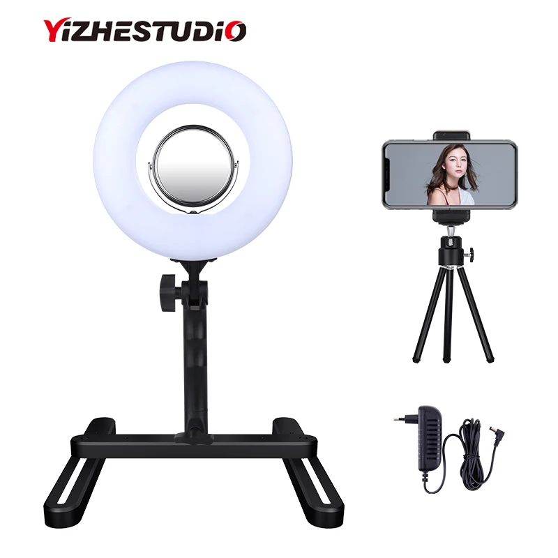 Yizhestudio светодиодный кольцевой светильник для селфи 8 дюймов настольный кольцевой светильник для живого потока Tik Tok светильник для фотосъемки Набор для портретного макияжа