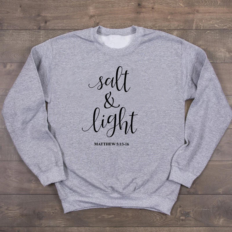 Salt& Light/Женская толстовка большого размера, повседневная христианская толстовка с круглым вырезом, пуловер с длинными рукавами, джемперы, Осенние Топы, Прямая