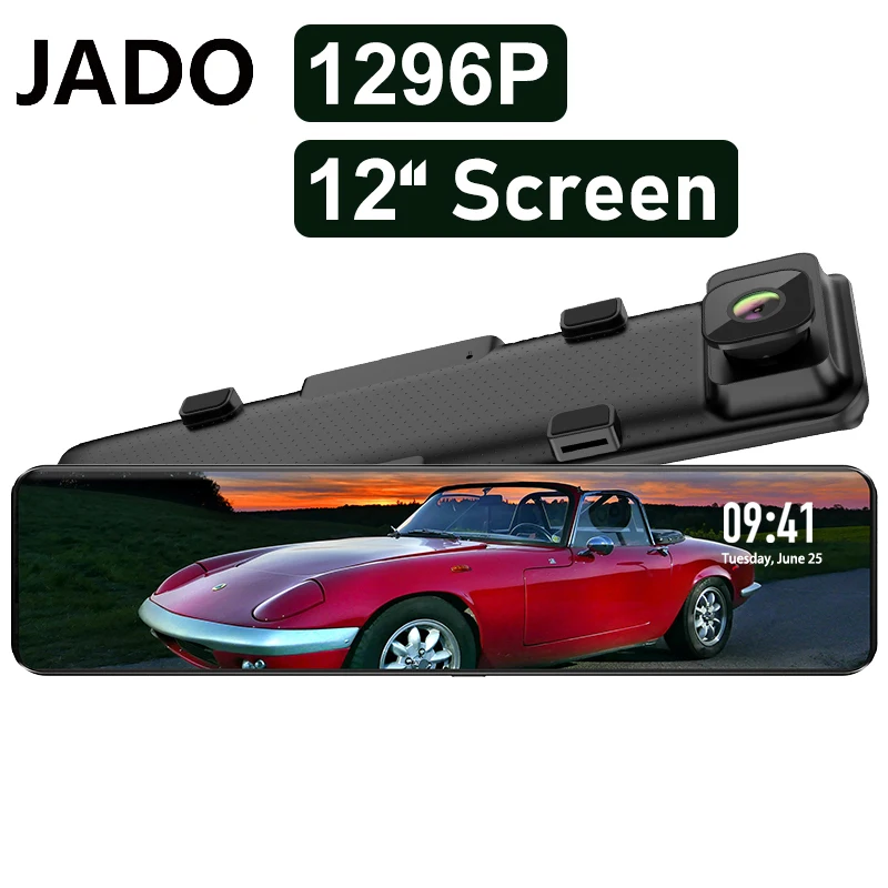 

JADO T690 Dash cam Full HD Dual 1080P Lens Driving Video Recorder Dash Cam 24 Hours 12-inch Car Dvr Camera Car Rear View Camera