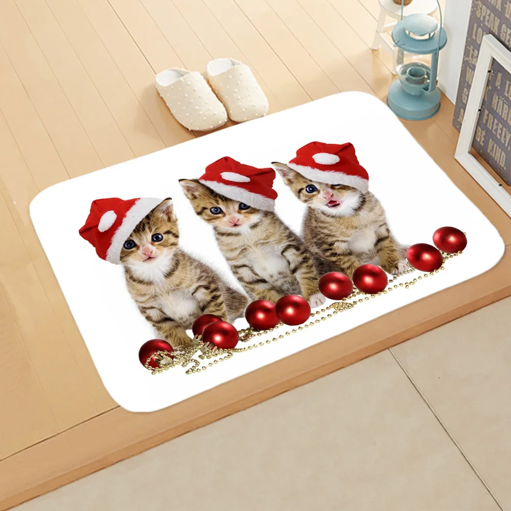 3D Рождественский коврик Kawaii Cat напечатанный ковер Противоскользящий коврик наружные коврики кухонные передние двери коврики Xmas Tapete Para Sala - Color: 7