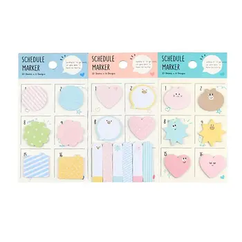 

3pcs Useful Practical Lovely Cute Cartoon Schedule Marker Sticky Note Memo Pad color random