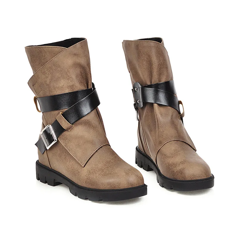MORAZORA/ г., Новое поступление, женские ботильоны осенне-зимние ковбойские ботинки с круглым носком и пряжкой модная удобная повседневная женская обувь
