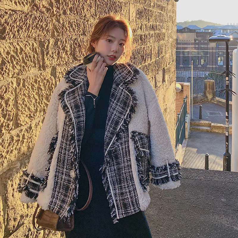 

Graceful Woolen Jacket Women's Short 2020 Autumn And Winter Loose-Fit Fur Lambs Wool Joint Woolen Overcoat Fashion