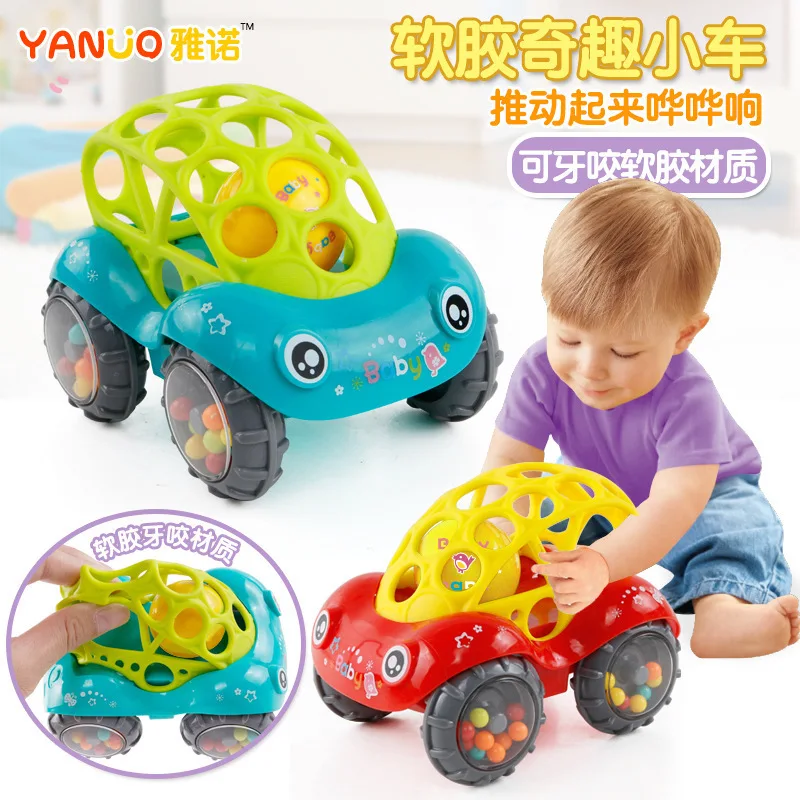 

BABY'S Rattle 0-3-6 Month Wave Car Baby Bell Grip Soft Silcone Toy Teethers Hand Ball