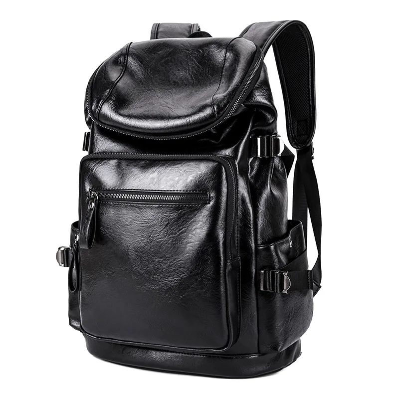 

Large Capacity Travel Backpacks Men's Waterproof PU Leather Laptop Back Pack High Quality Leisure School Weekend Bagpacks B014