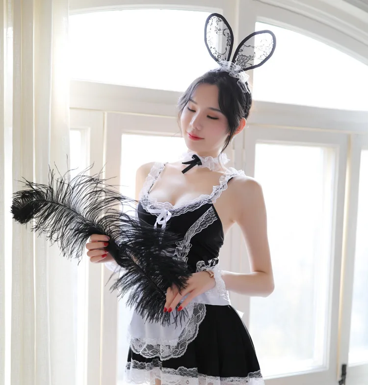 Bunny Girl Maid Uniform Cosplay Costume Uniform Lingerie Sexy Hot Erotic Babydoll Lingerie Porno Underwear Women Maid Costume