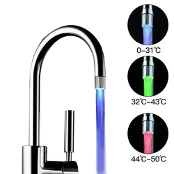 LED Temperature Sensitive 3-Color Light-up Faucet Kitchen Bathroom Glow Water Saving Faucet Aerator Tap Nozzle Shower