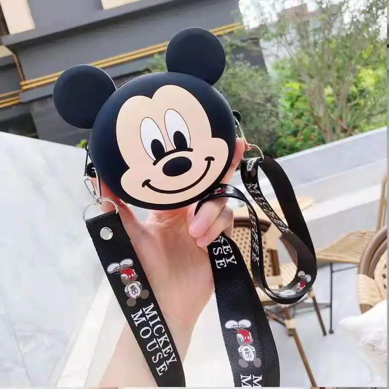Disney mickey mouse New Coin Purse lady minnie shoulder messenger bag Cute Card Bag Card Pack Cartoon Silicone Storage Bag