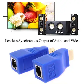 

2Pcs HDMI Extender 4k RJ45 Port LAN Network HDMI Extension up to 30m Over CAT5e / 6 UTP LAN Ethernet Cable for HDTV HDPC