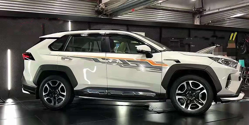 Автомобильный боковой корпус Стикеры s для Toyota RAV4 аксессуары пасты цветные полосы стайлинга автомобилей украшения Стикеры Импорт 3 м Материал