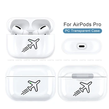 

Funny Airplane Map Camera Hard PC Transparent Earphone Case For AirPods 3 Cartoon Earphone Protective Cover For Airpods Pro 2019