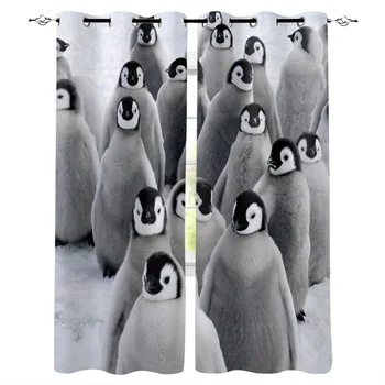 

Kitchen Curtains Cute Animal Penguin Window Curtains Living Room Bedroom Decor Items Curtains for Bedroom