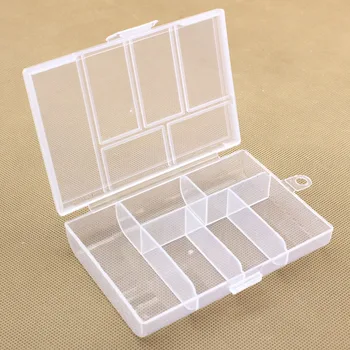 

6 Grid Clear Plastic Storage Boxes Office Desktop Sundries Container Case Jewelry Nail Holder Wholesale