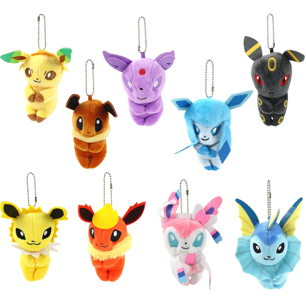 9pcs opp bag 9-13 см 9 шт./компл. Иви Umbreon Sylveon плюшевые подвески игрушки мультфильм аниме мини брелок куклы сумка украшения подарки для детей - Цвет: 9pcs opp bag