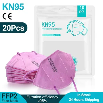 

20 KN95 Filtration Face Masks Dustproof Safety Respirator Nonwove Mascarillas FFP2 mondkapjes PM2.5 daily Kn95 masks ffp2 Pink