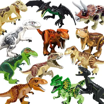 

Big Size 24-28cm Jurassic World Dinosaur Park Tyrannosaurus Building Blocks triceratop Dinosaur T-rex Bricks Kids Boys Toys
