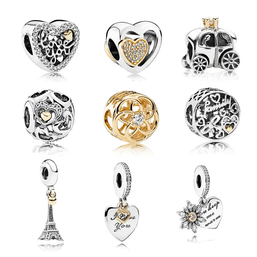 

really gold Bead Charm European round Heart charm Bead Fit Women Bracelet & Bangle DIY Jewelry