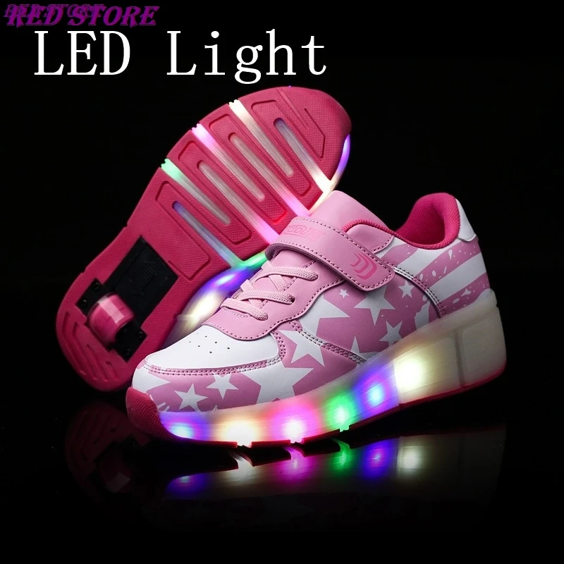 

Bestselling Blue Pink Orange Fashion Girls Boys LED Light Roller Skate Shoes For Children Kids Sneakers With Wheels One wheels