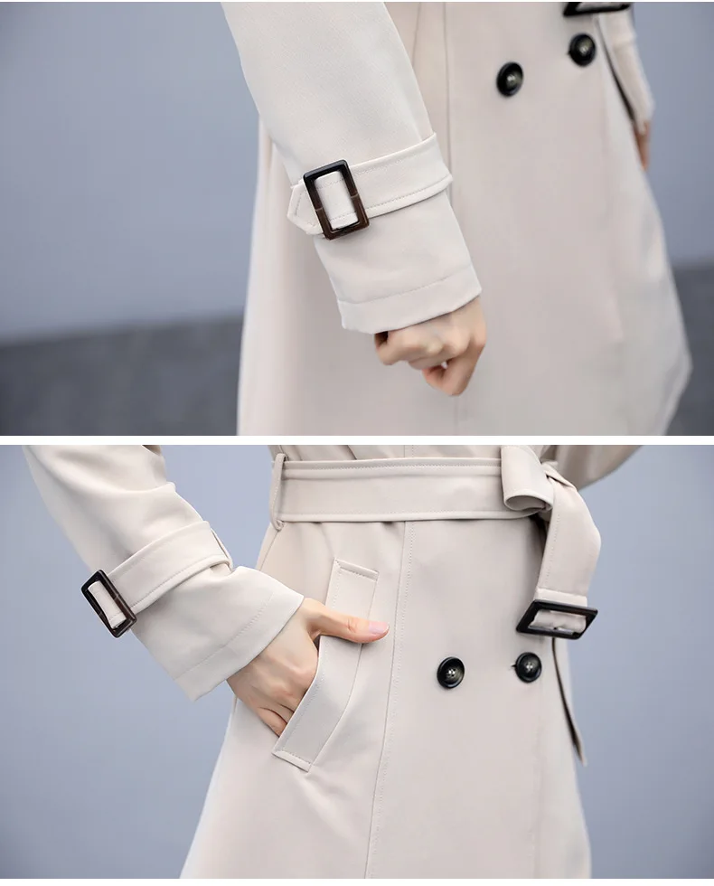 Trench Coat Women's Mid-length New Style Fashion Korean-style Loose Casual England Coat Spring And Autumn Waist Hugging Coa