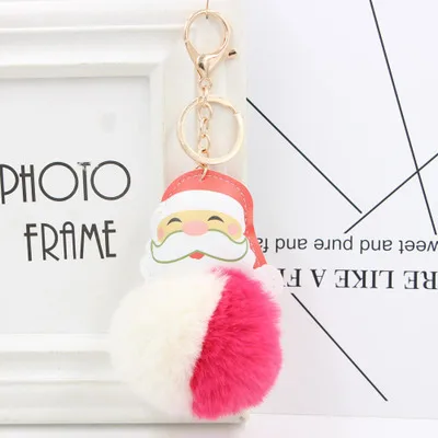 

Christmas Santa Claus Pompom Keychain Pom Pom Key Chain Plush Key Ring Fluffy Fur Ball Keyring Women Bag Charm Accessories Gift