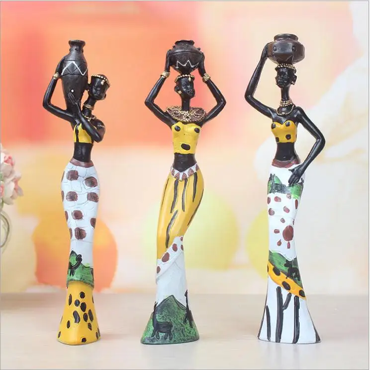 

3pcs/lot 6*5*20cm African Woman Statue Resin Ornaments Home Decoration accessories craft Statue Creative Sculpture Gift