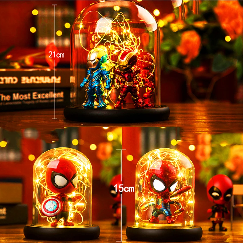 Герой паук настольная лампа Marvel супер Железный человек Халк Дэдпул светодиодный настольный лампа, ночник Многоцветный Рождественский Декор Детские Подарочные игрушки