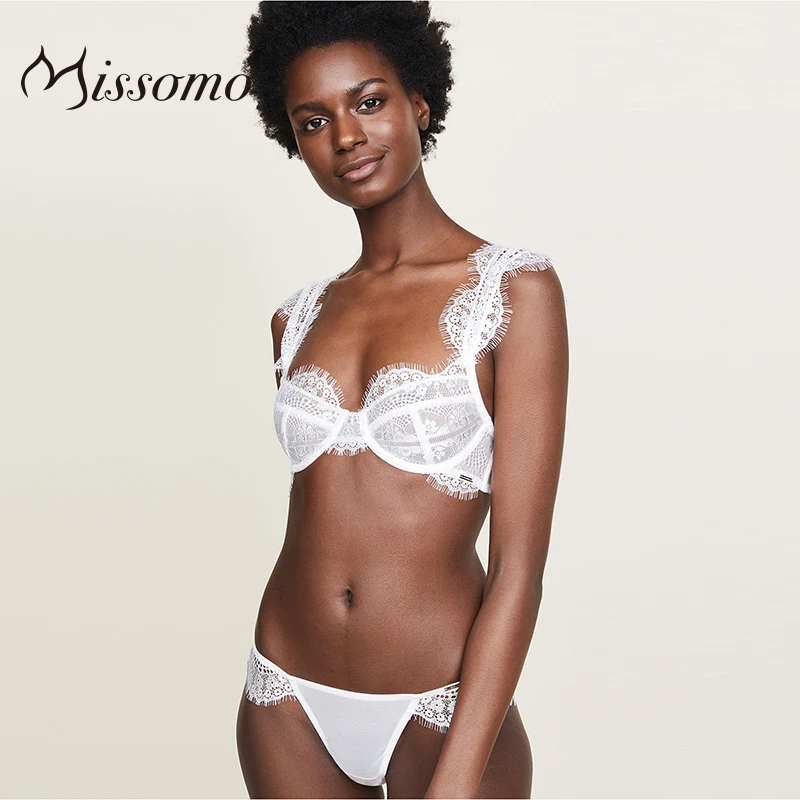Missomo новые модные женские белые сексуальные цветочное кружево Bralette простой перспективный бюстгальтер все включено нижнее белье на косточках - Цвет: White Brassiere
