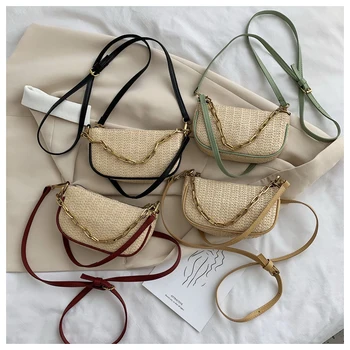 

2020 New Women's Straw Beach Bag,Crescent Straw Bag,Female Bag,Luxury Handbag,Hands-free Handbag,Coin Purse
