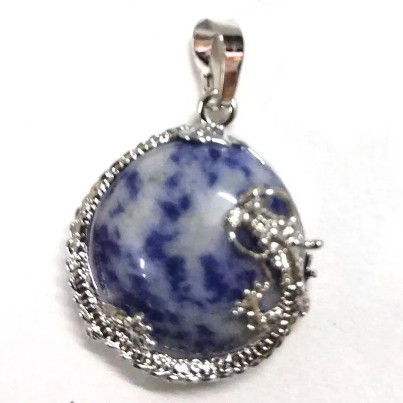 Sodalite Ожерелья, подвески женские натуральный камень, Фиолетовый Кристалл розовый с кварцевым тигровым глазом рок плоские круглые бусины Дракон фурнитура женские ювелирные изделия - Metal Color: Sodalite