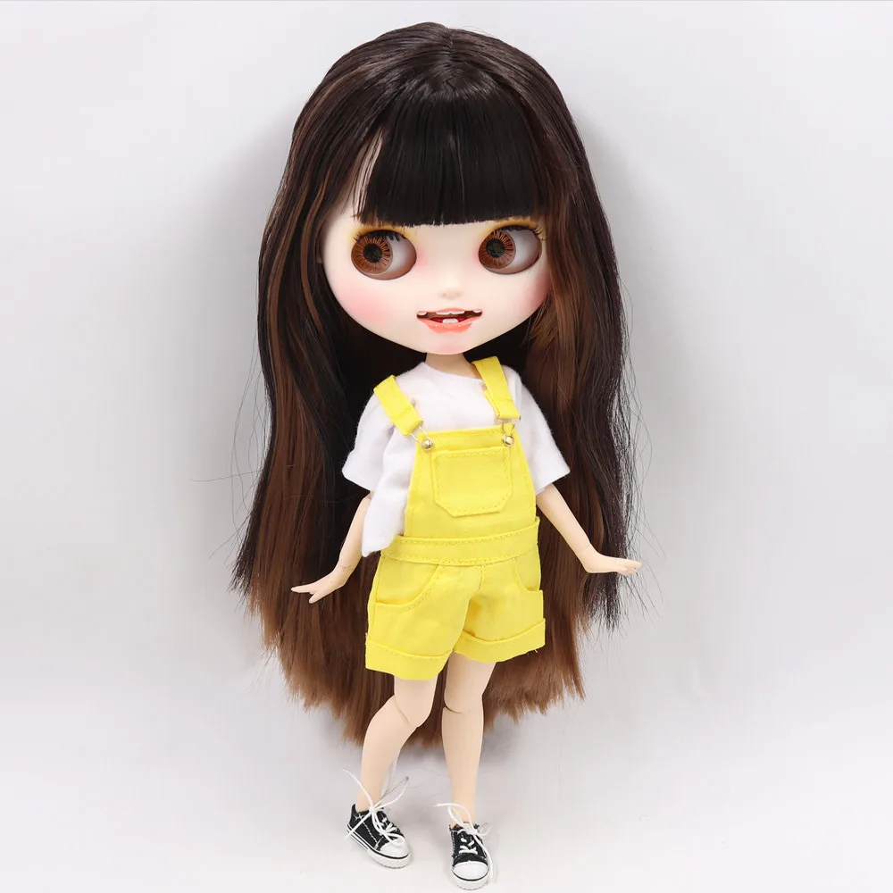 Ледяной обнаженный Blyth Кукла № BL9158/0312 коричневый mixedhair резные губы открытый рот матовая индивидуальные лица сустава тела 1/6 bjd - Цвет: a set like pic