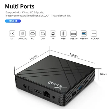 

X96M Smart TV Box Allwinner H603 Cortex-A53 Quad Core 64 Bit 2GB RAM/16GB ROM Android 9.0 2.4G WiFi HD Media Player Set