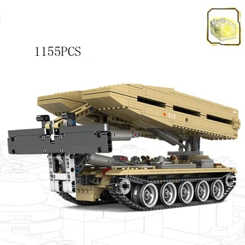 

1:30 scale military China army 84 type tank bridge erecting vehicle batisbrick block model ww2 army figures brick toy with light