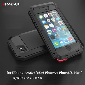 

Heavy Duty Armor Case for iPhone 5 6 7 8 Plus X XR XS 11 Pro MAX Life Water Resistant Shock Dirt Proof Alumiu Metal Armor Case