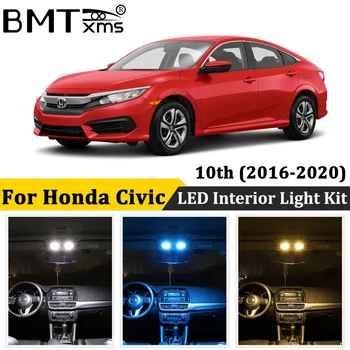 

BMTxms 8Pcs Canbus Auto Led Interior Dome Trunk Lamp License Plate Light For 2016-2020 Honda Civic 10th Sedan Coupe Car Lights