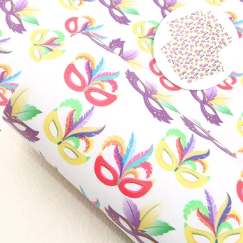 

David accessories 20*34cm Mask Printed Smooth Faux Leather Fabric Sheets DIY Bow Bag Crafts Materials Synthetic Leather,1Yc10570