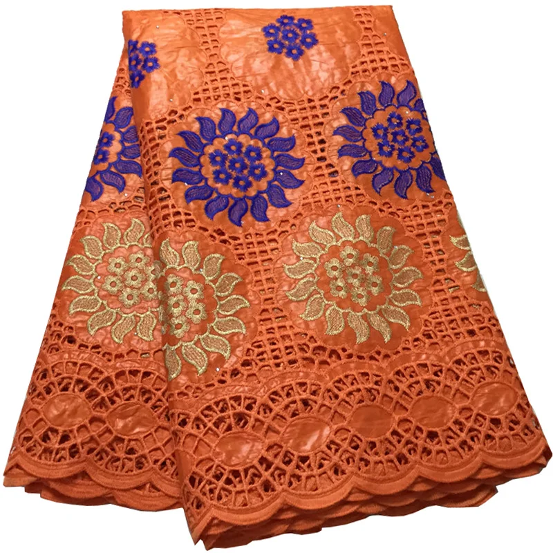 (5 ярдов/шт) новое поступление оранжевого цвета в африканском стиле Базен