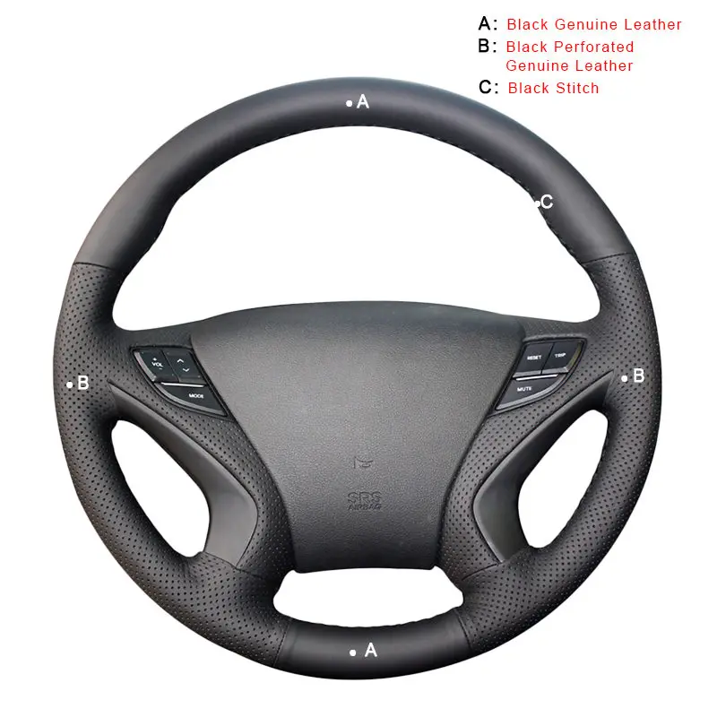 Автомобильная оплетка на руле Крышка для hyundai Sonata 8 2011 2012 2013 DIY авточехлы интерьер автомобильные аксессуары-Стайлинг - Название цвета: Top Layer Leather