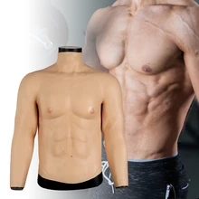 Koomiho cosplay silicone falso músculo no peito e com braços fortes terno masculino forma nenhum design de óleo macho realista falso bodysuit