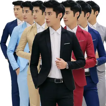 

Men's Fashion One Button Suit Coat Wedding Business Casual Slim Lapel Jacket