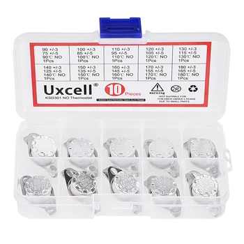 

uxcell 10pcs Normal Open Assortment Kit NO KSD301 Thermostat 90-180°C(194-356℉) Temperature Thermal Control Switch