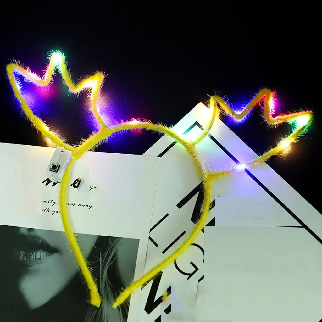 Led Клубные вечерние освещение концертов яркая вспышка светящиеся рога лента для волос гибкий светильник ing уши олень угол Новогодняя повязка на голову