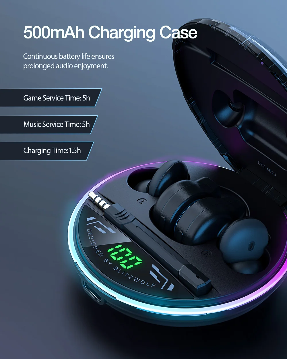 Blitzwolf - BW-FLB3 Gaming TWS Bluetooth V5.0 Earphone description image 4