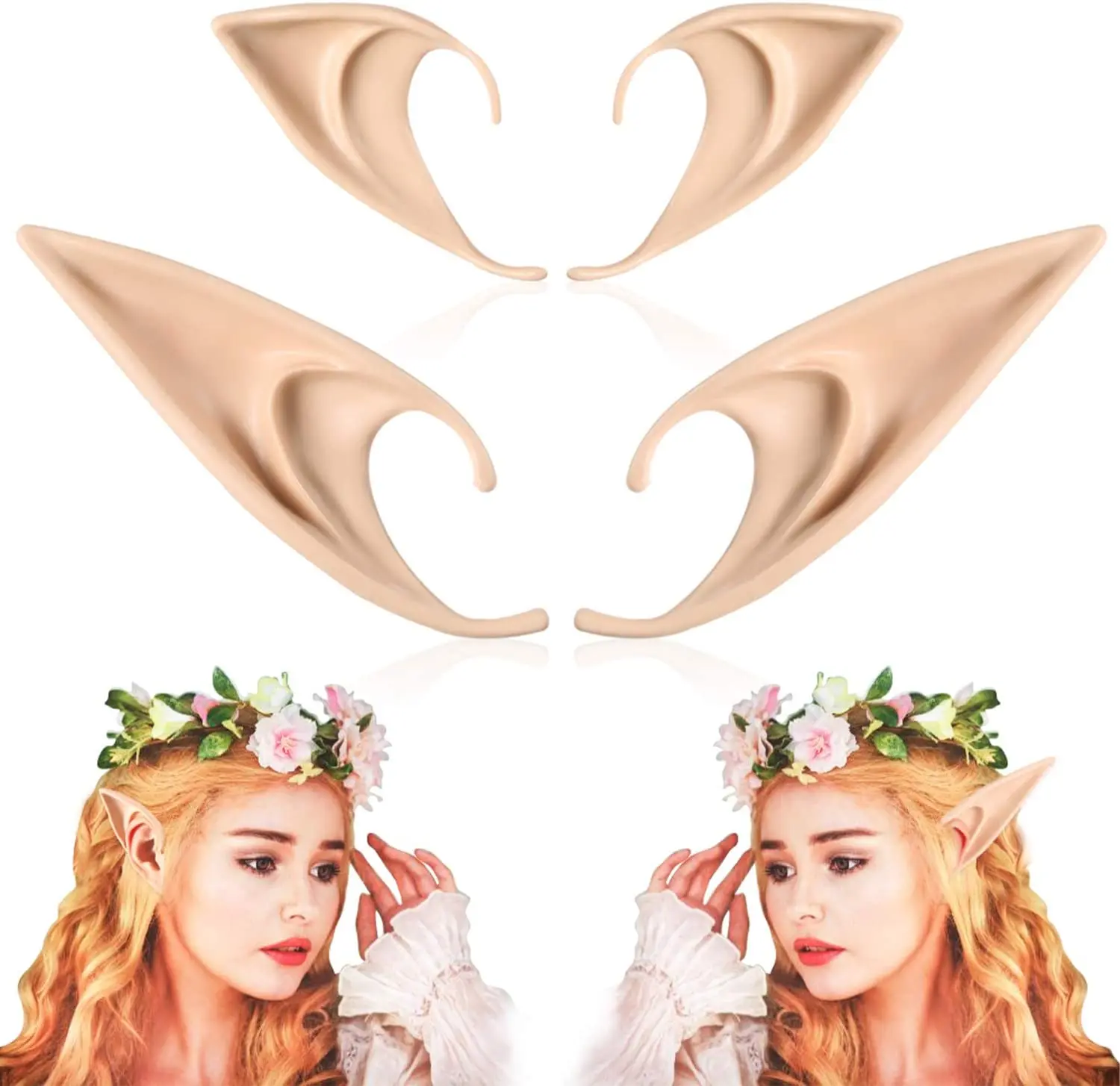 Cosplay Short Elf Ears Fairy Pixie Anime Costume Pointed Ear Tips for Kids Adult 
