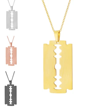

Razor Necklace Blade Pendant Necklaces Stainless Steel Link Chain Gold Color Necklace Women Men Punk Jewelry Gifts